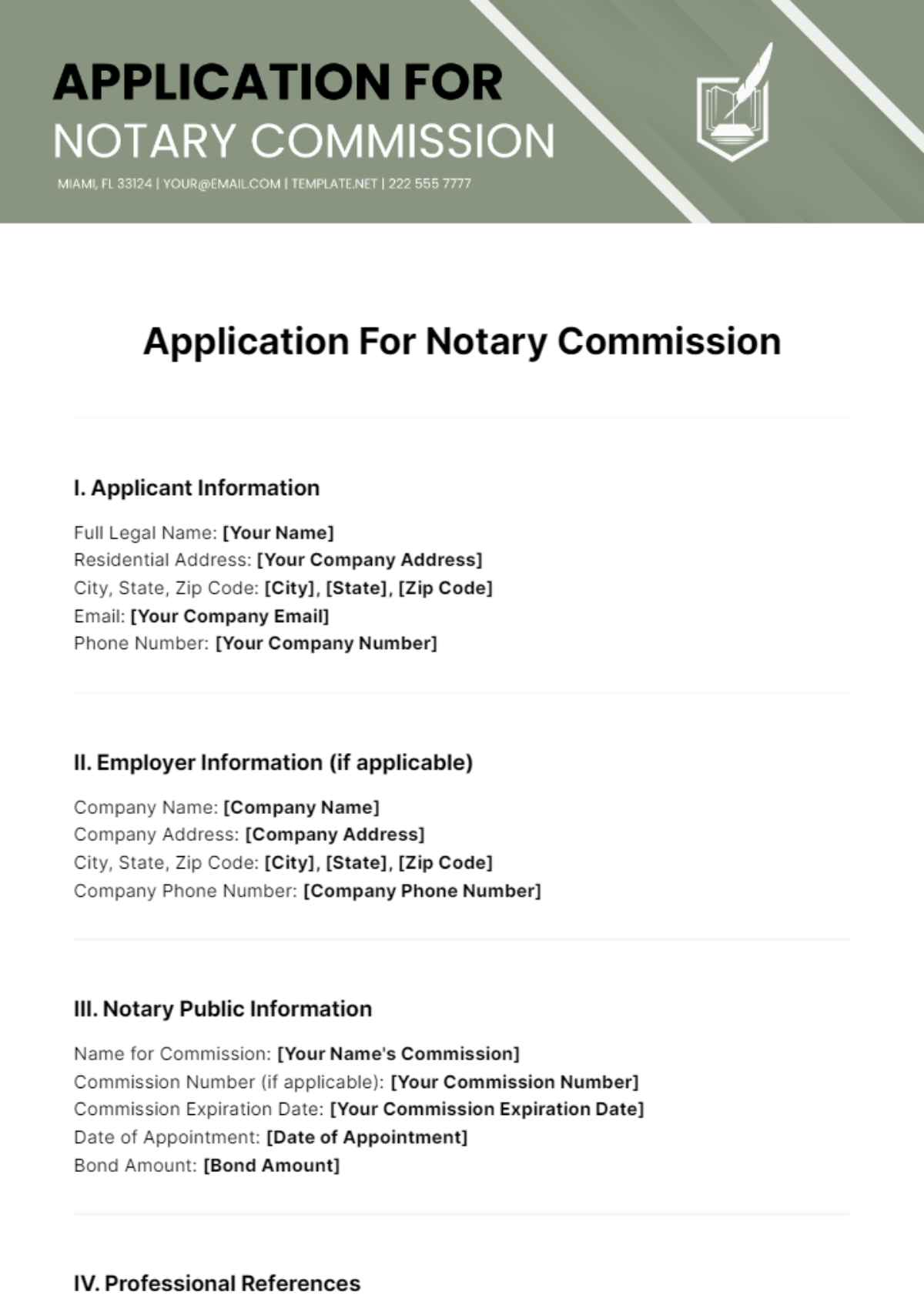 Free Application For Notary Commission Template - Edit Online ...