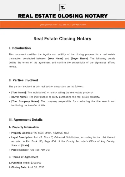 Free Real Estate Closing Notary Template to Edit Online