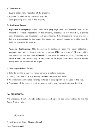 Free Real Estate Closing Notary Template to Edit Online