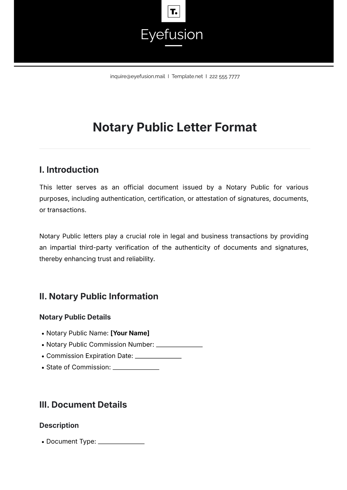 Free Notary Public Letter Format Template