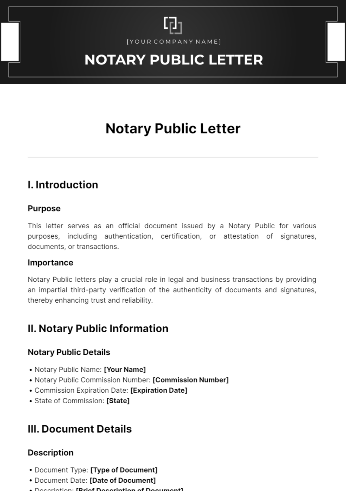 Free Notary Public Letter Template