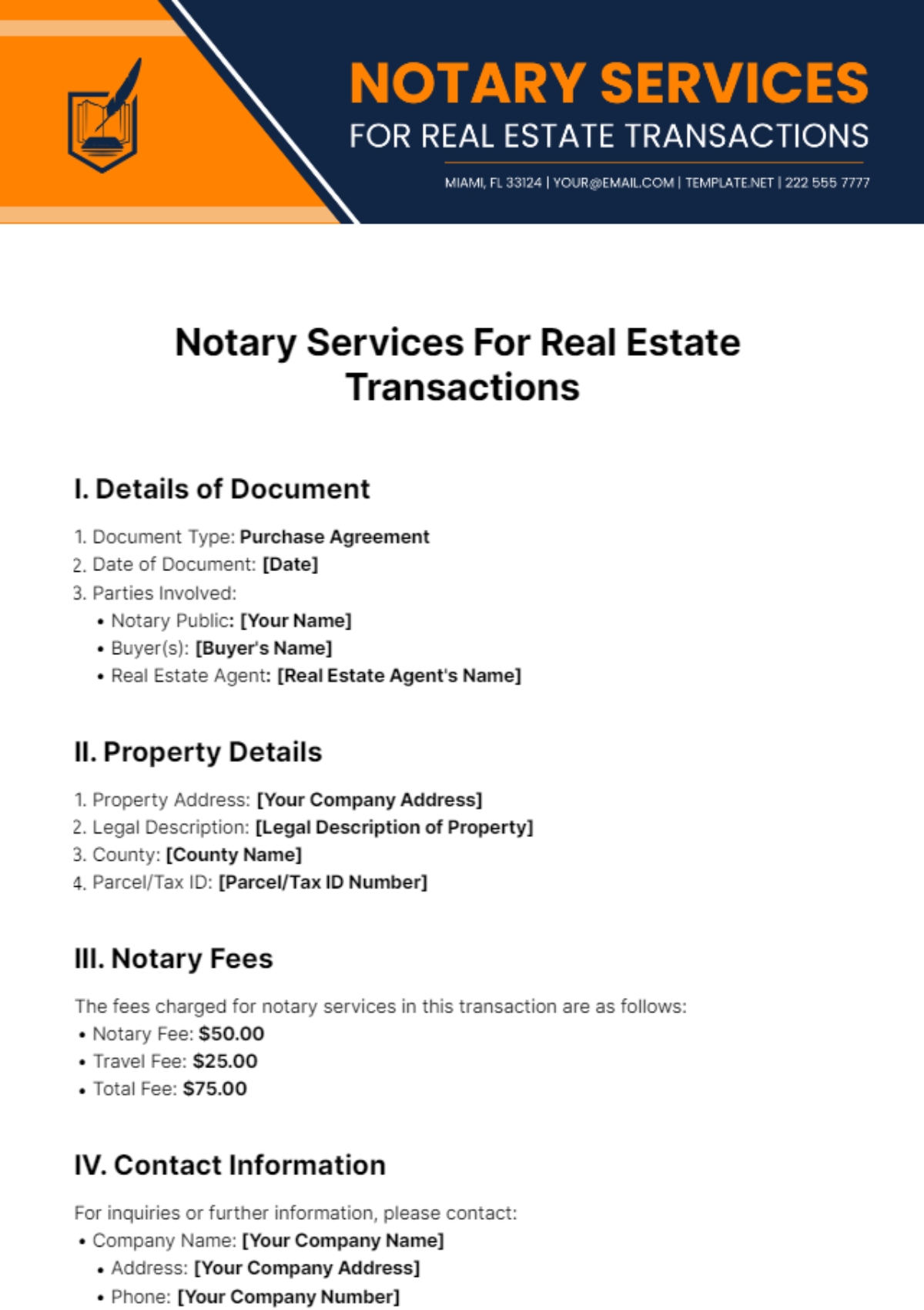 Notary Services for Real Estate Transactions Template