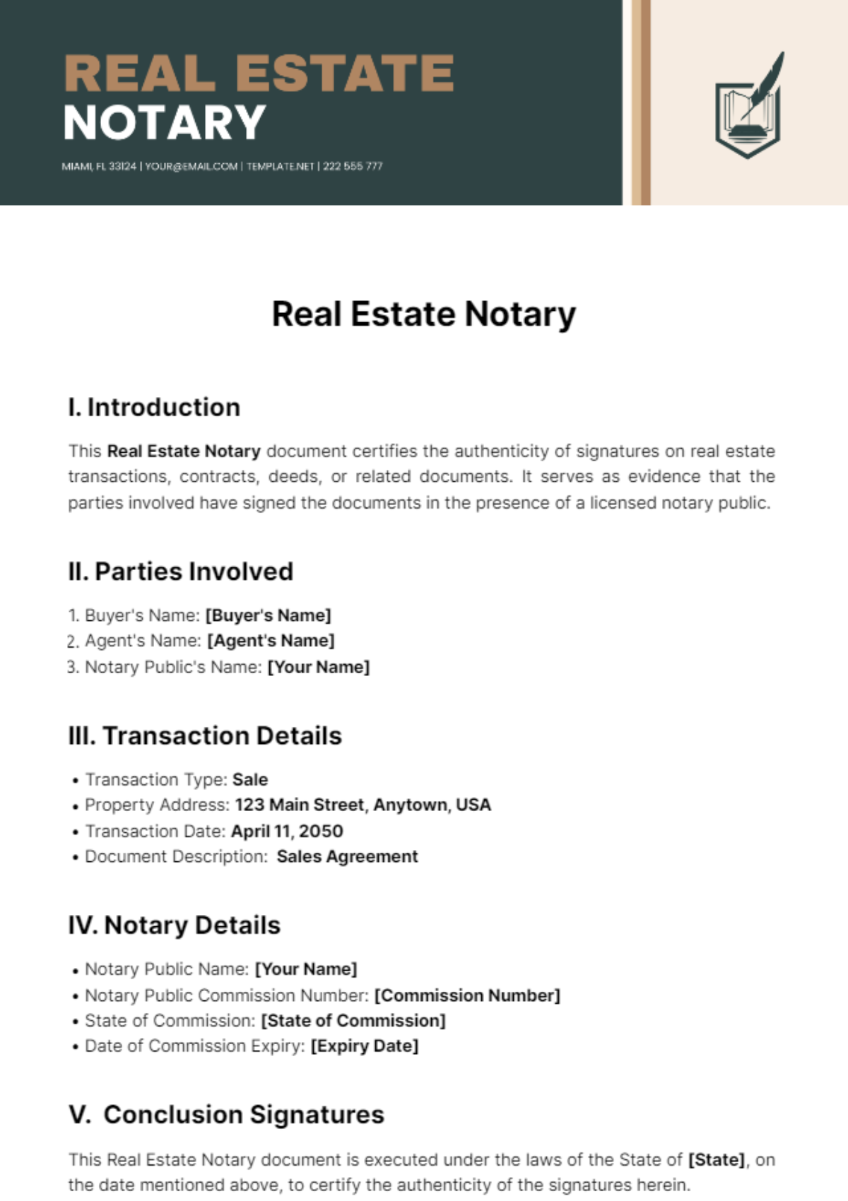 Real Estate Notary Template