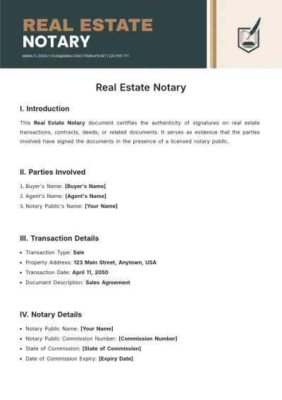 Free Real Estate Notary Template to Edit Online