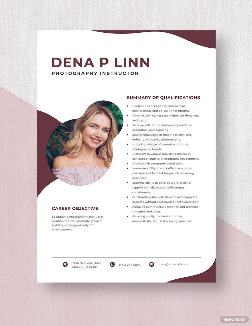 Photography Instructor Resume Template