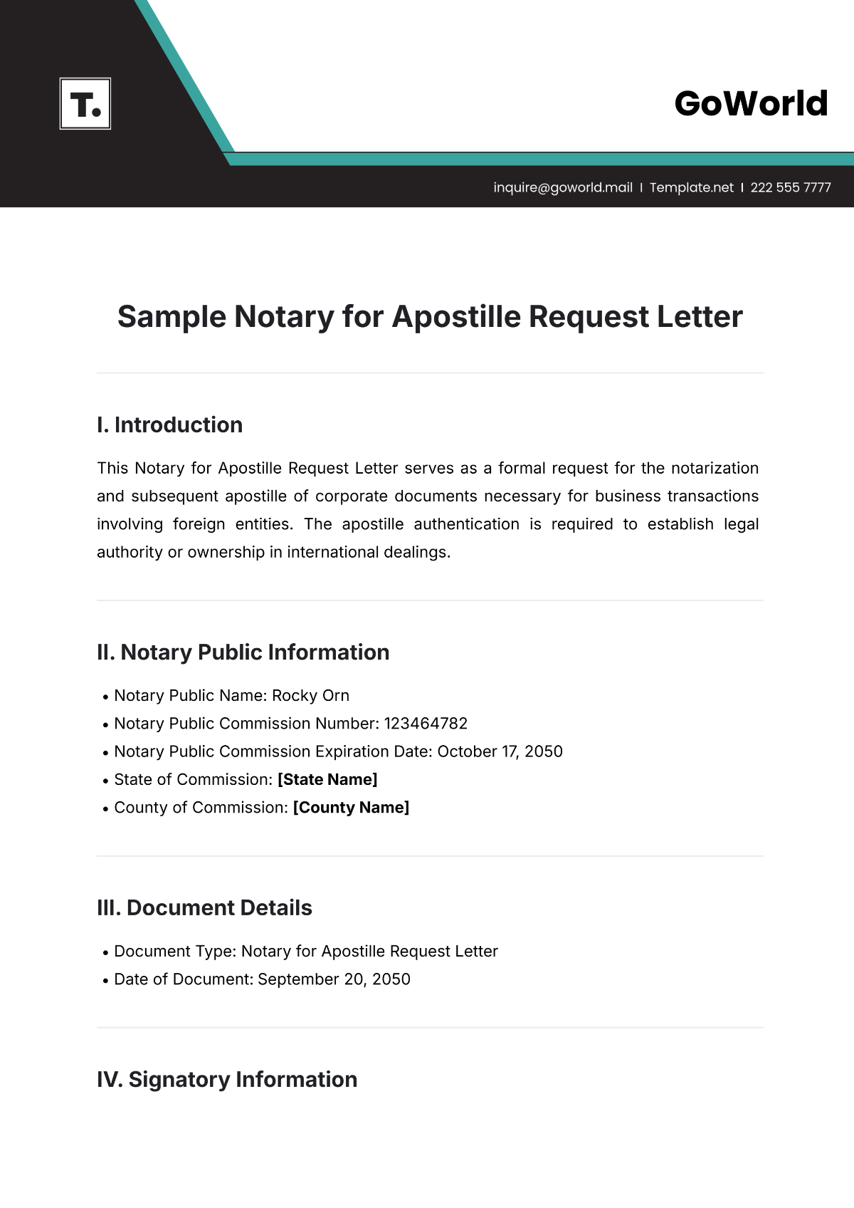 Free Sample Notary for Apostille Request Letter Template