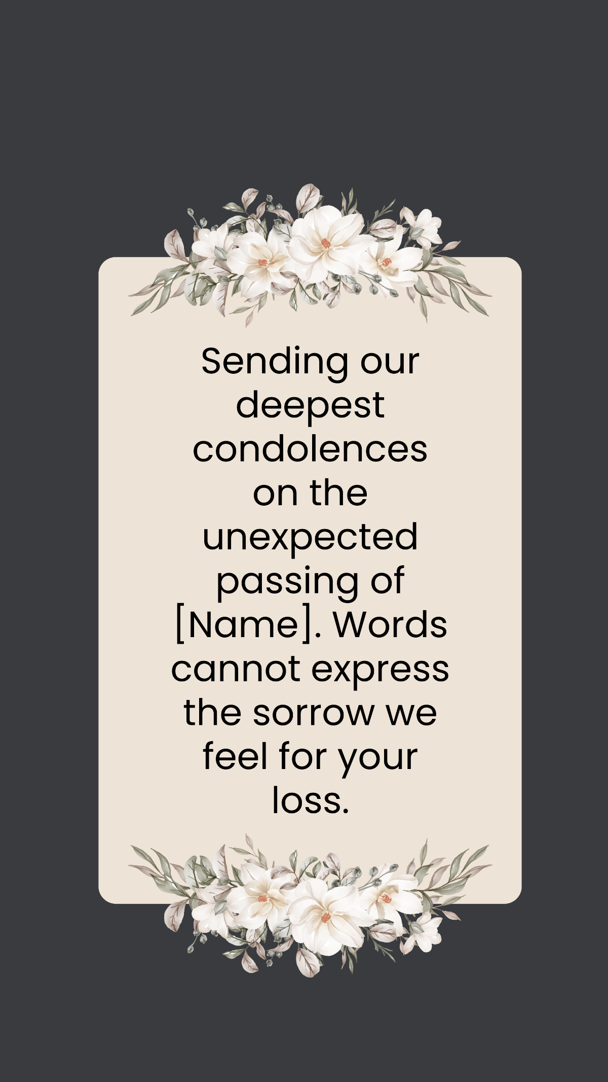 Free Condolence Message For Unexpected Death Template