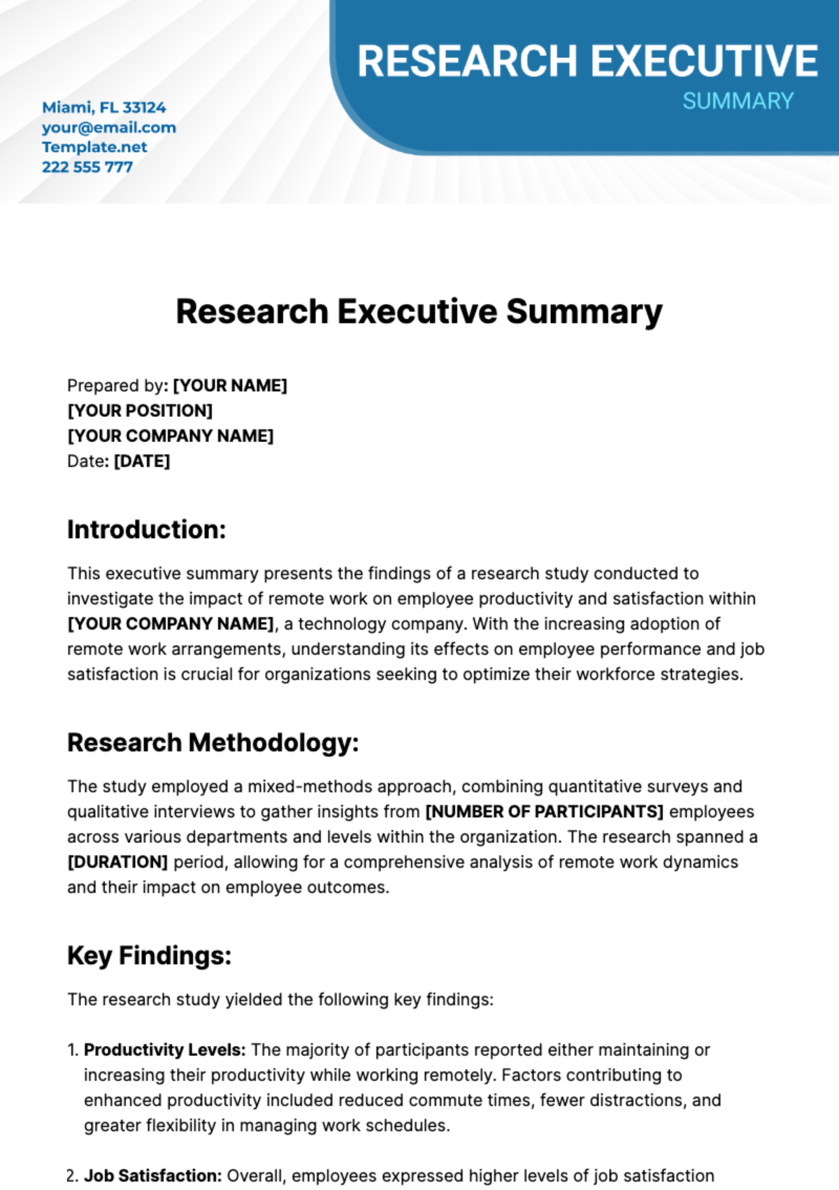 research executive summary