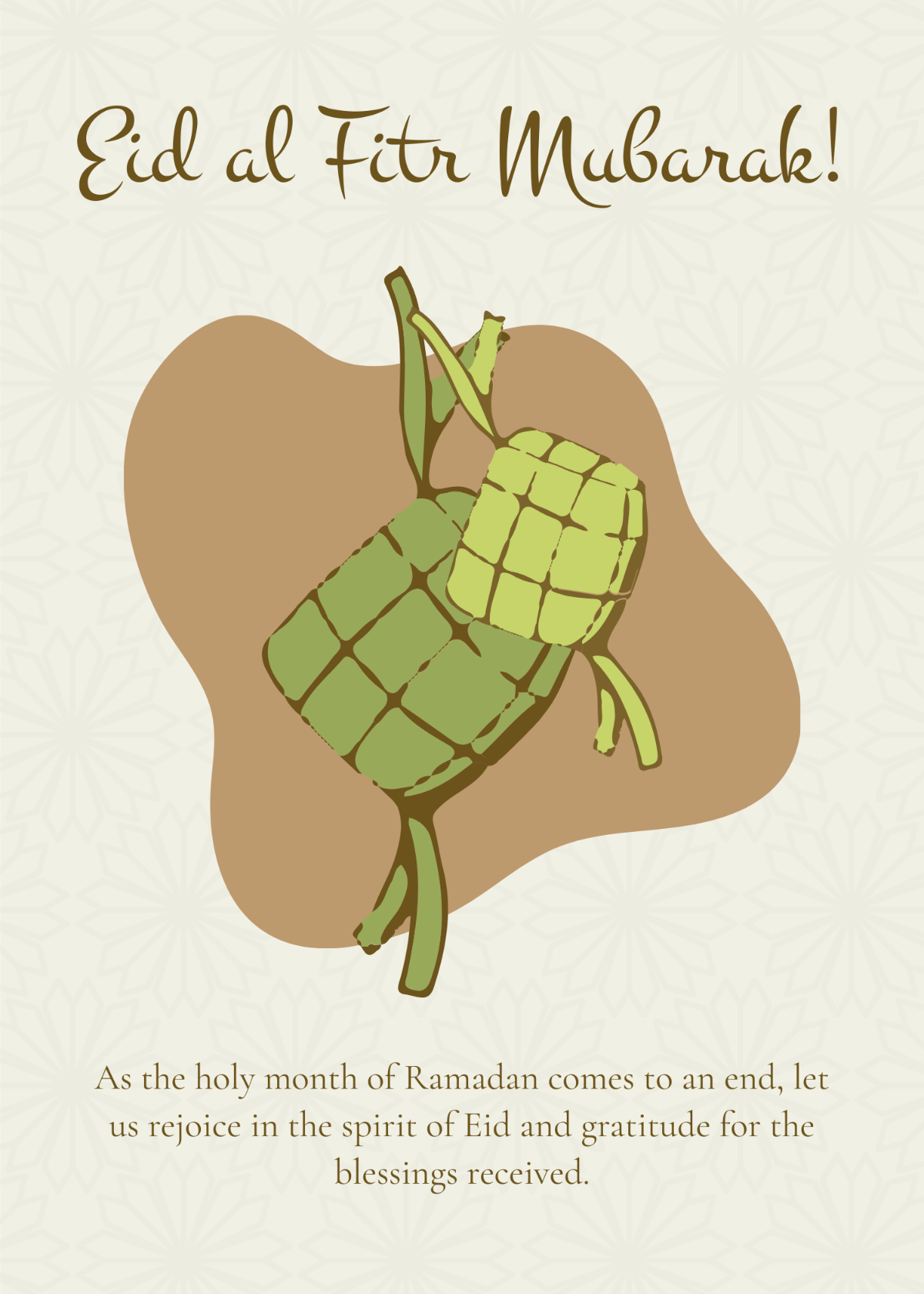 Happy Eid al Fitr Mubarak Greeting Card Template