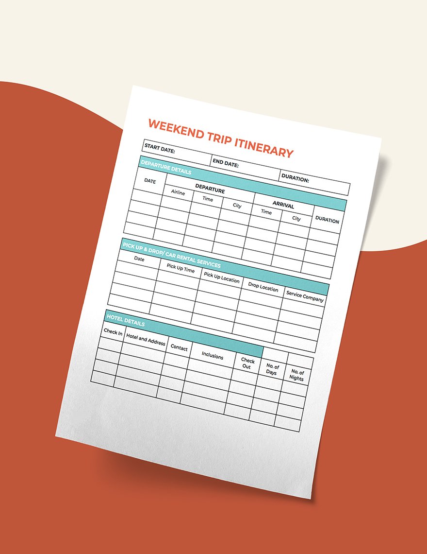 Weekend Itinerary Planner Template