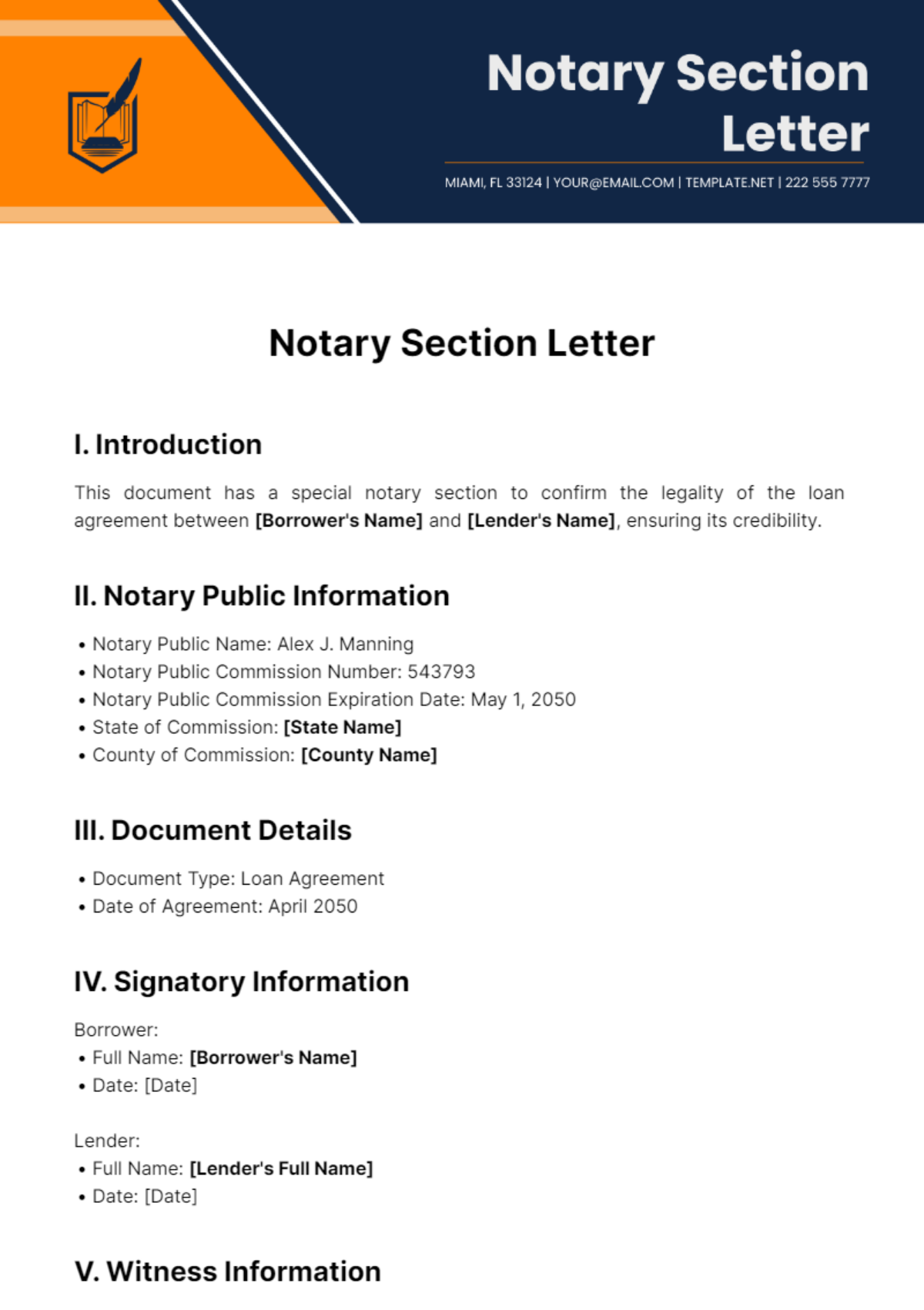 Notary Section Letter Template