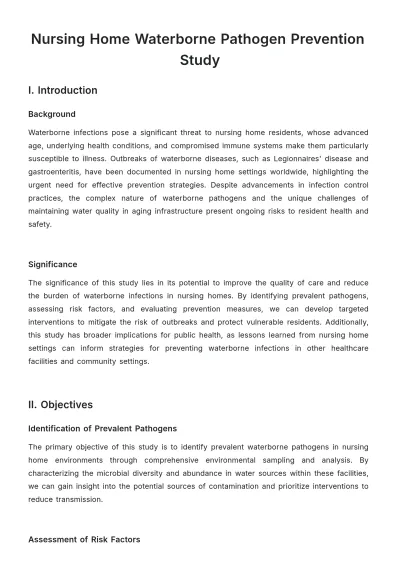 Free Nursing Home Waterborne Pathogen Prevention Study Template to Edit Online