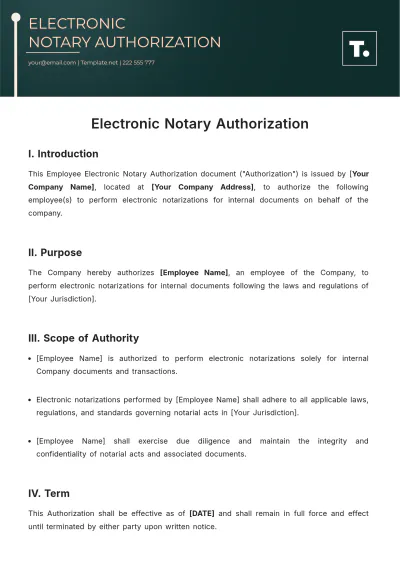 Free Electronic Notary Authorization Template to Edit Online