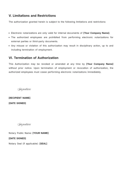Free Electronic Notary Authorization Template to Edit Online