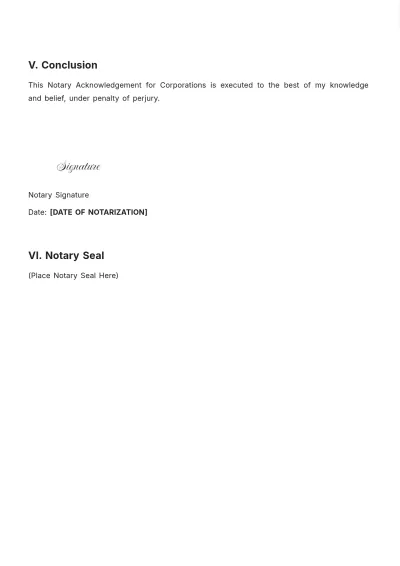 Free Notary Acknowledgement For Corporation Template to Edit Online