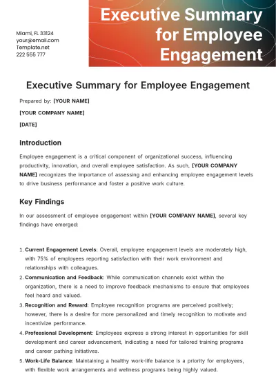 Free Executive Summary for Employee Engagement Template to Edit Online