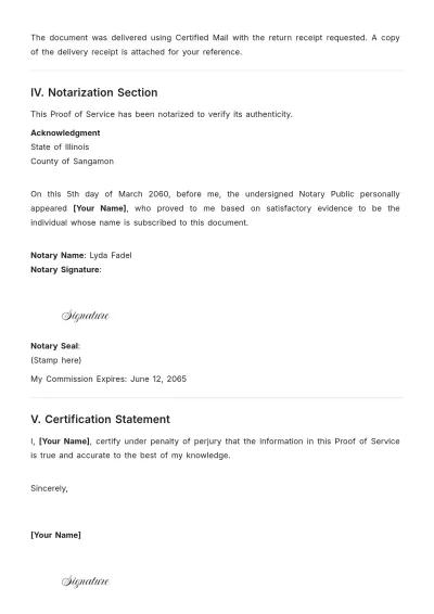 Free Notary Presentment Cover Letter Proof Of Service Template to Edit Online