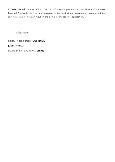 Free Four Year Notary Commission Application Template to Edit Online