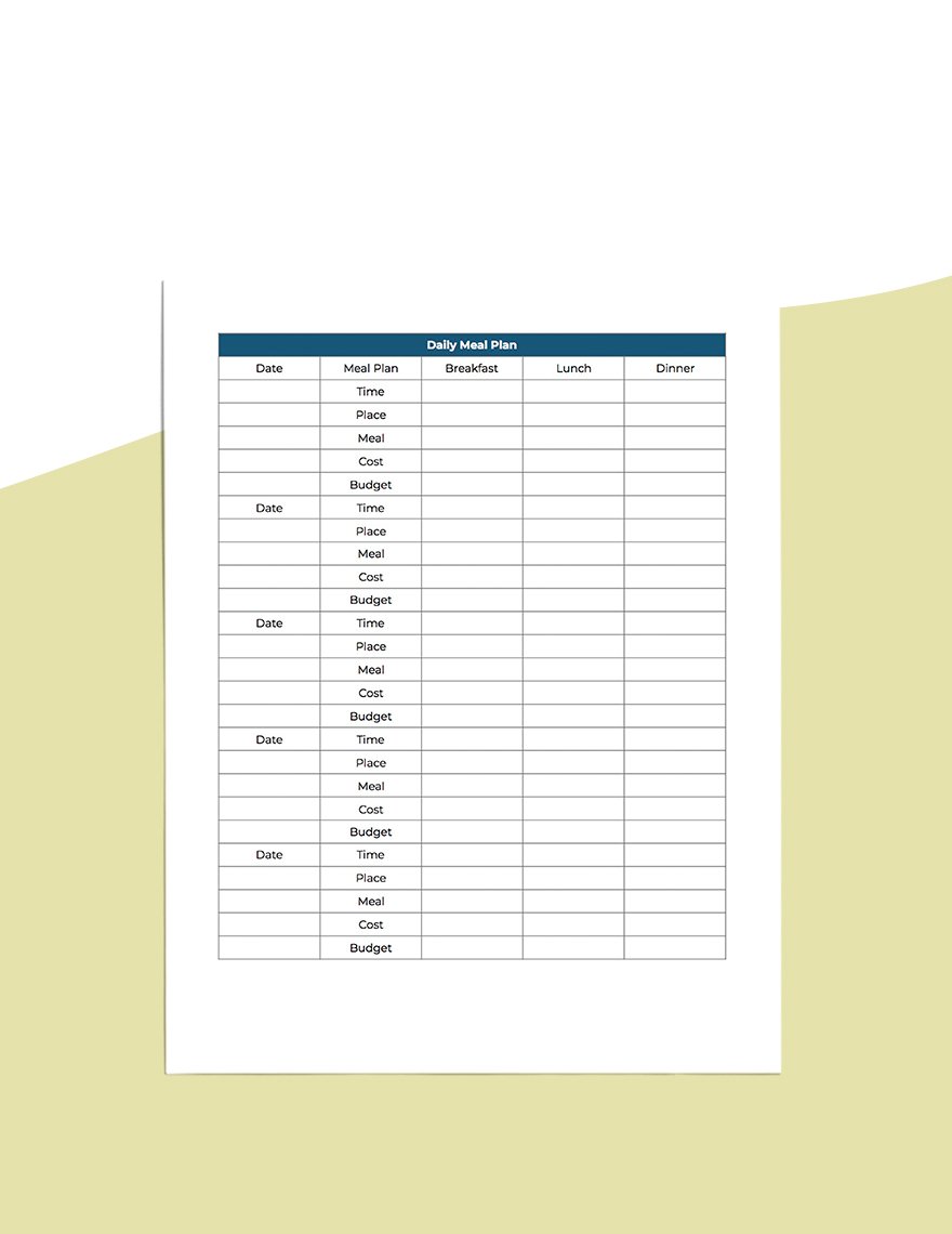 Daily Itinerary Planner Template