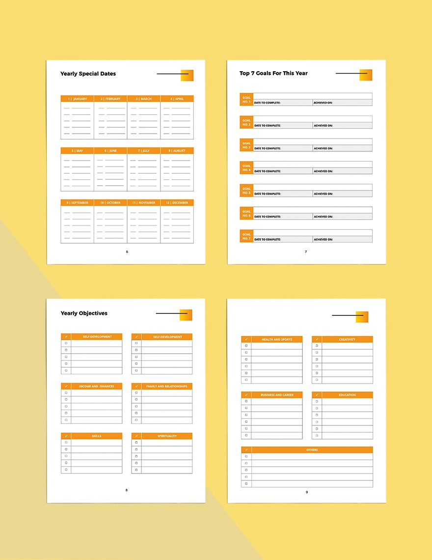 Yearly Goal Planner Template