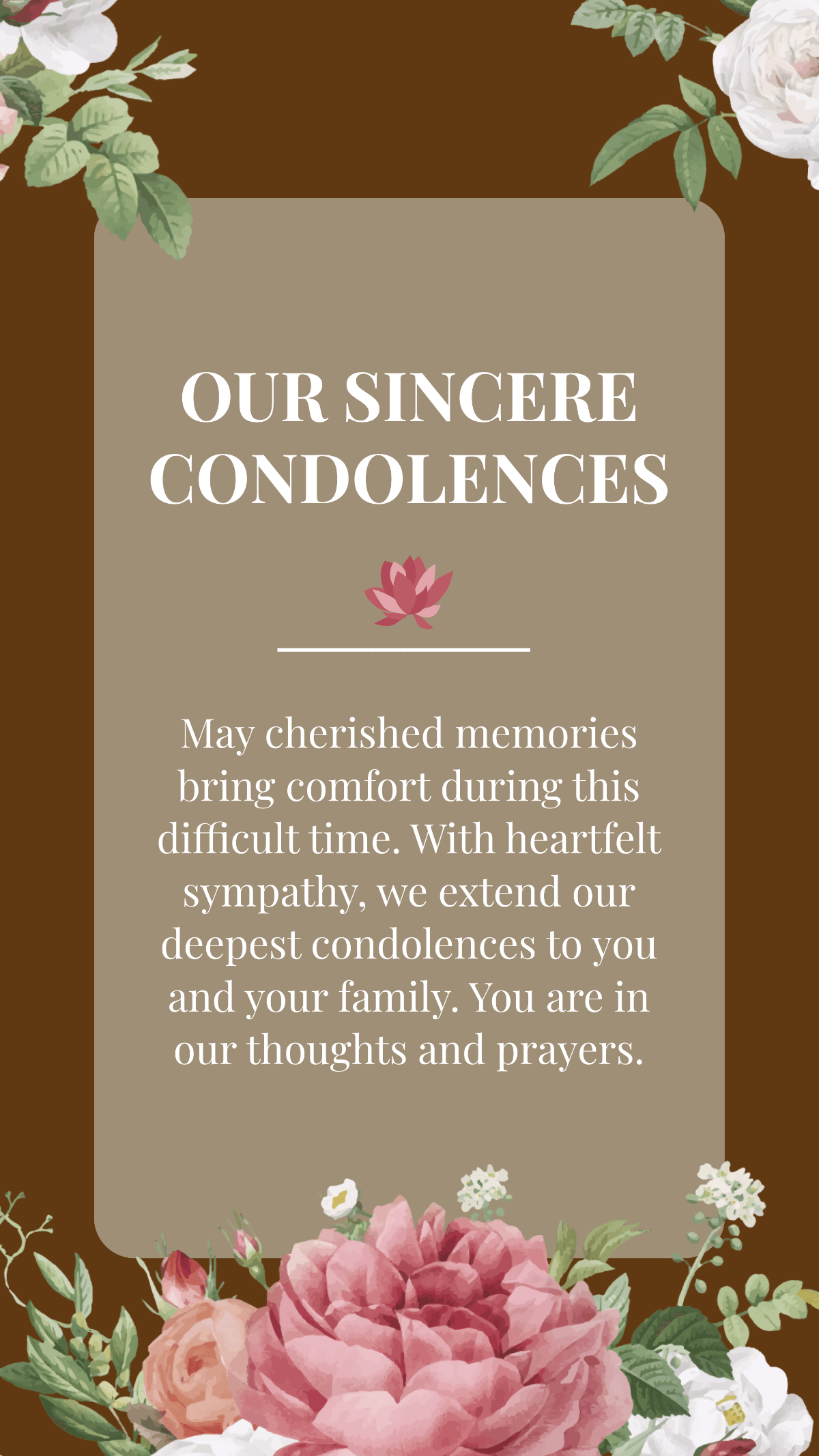 Condolence Message Template