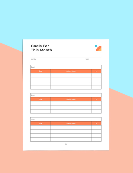 Monthly goal Planner Download