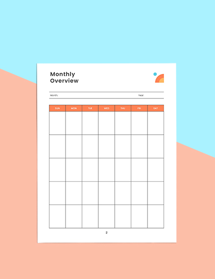 Monthly goal Planner Sample