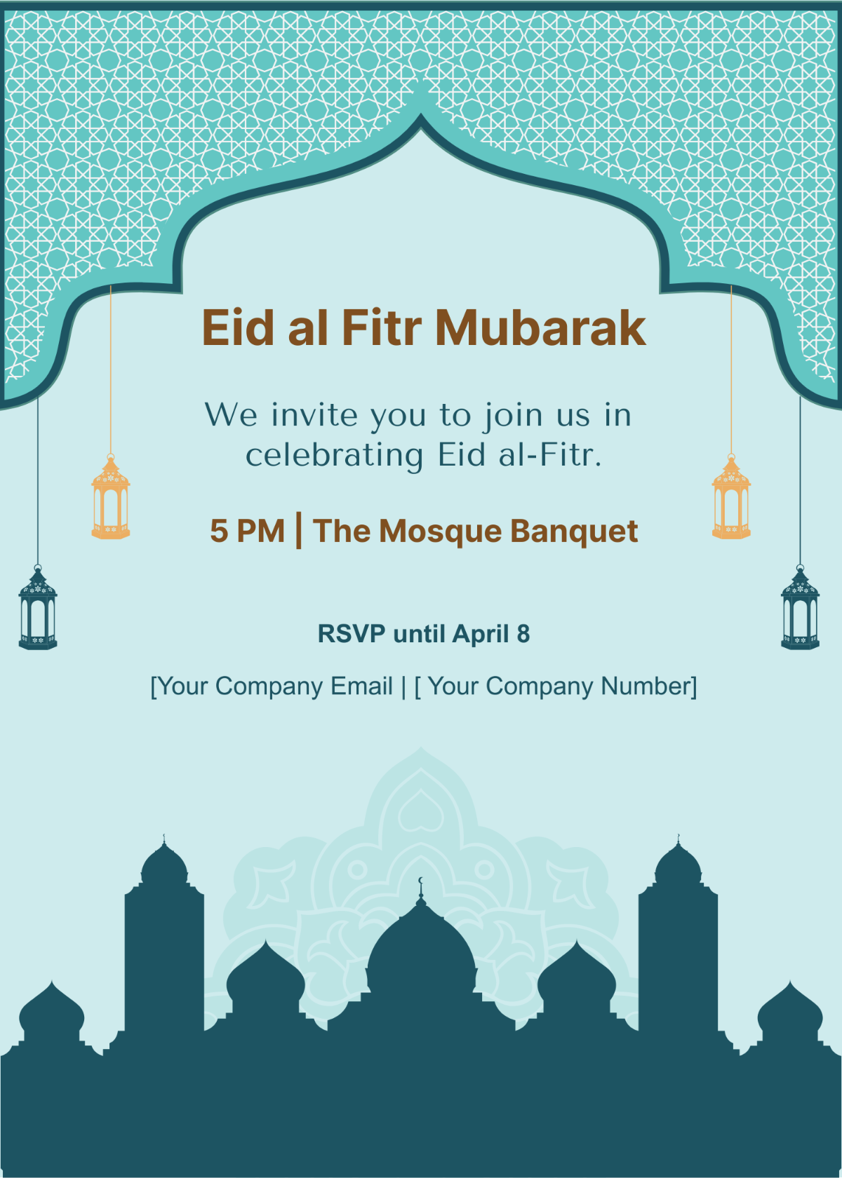Free Eid al Fitr Mubarak Invitation Template