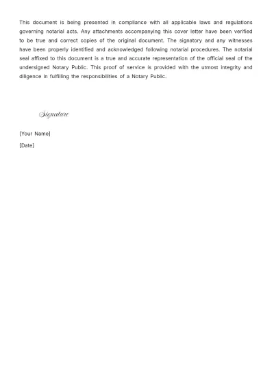 Free Notary Presentment Cover Letter Proof of Service Template to Edit Online