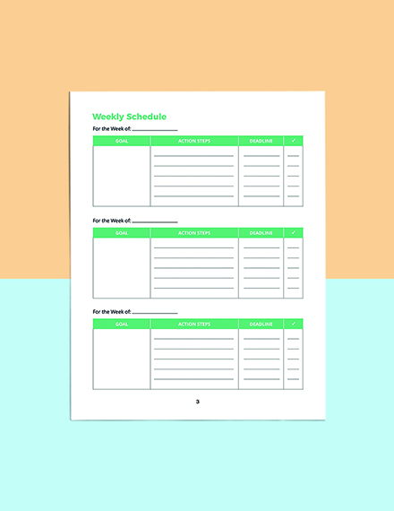 Weekly Goal Planner Template Example