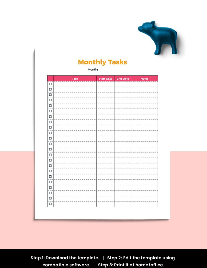 Monthly To Do List Planner Template