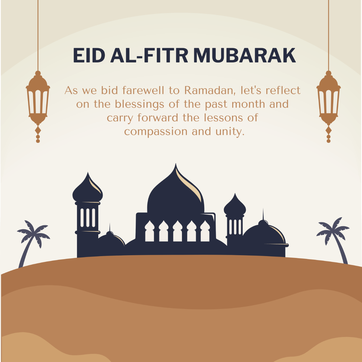 Free Happy Eid al Fitr Mubarak Linkedin Post Template