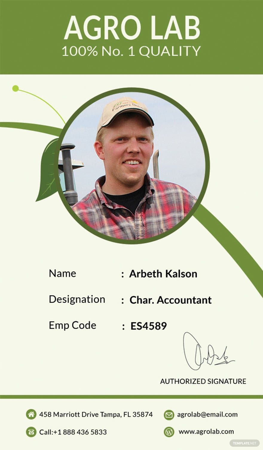 Agriculture Identity Card Template