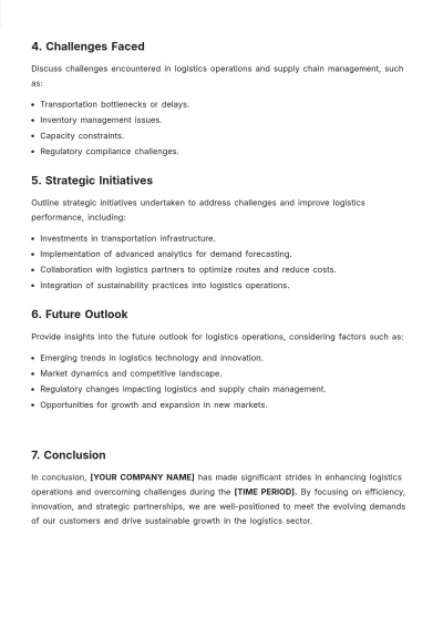 Free Logistics Executive Summary Template to Edit Online