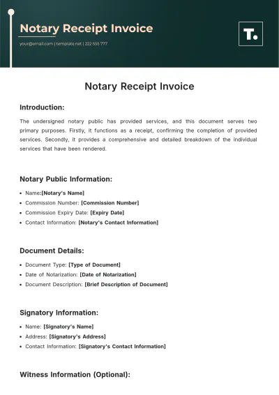 Free Notary Receipt Invoice Template & AI Invoice Maker