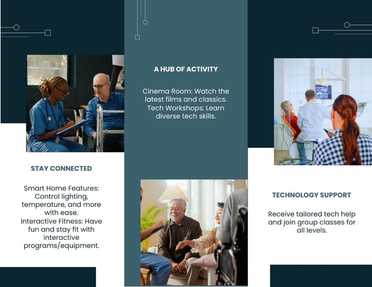 Free Technology and Entertainment Amenities Brochure Template to Edit Online