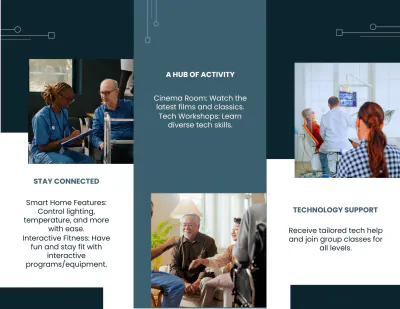 Free Technology and Entertainment Amenities Brochure Template to Edit Online