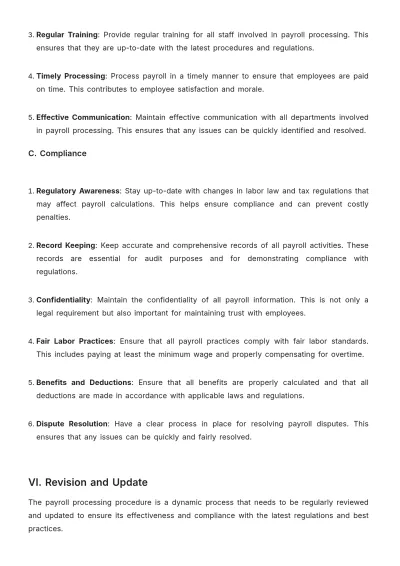 Free Nursing Home Payroll Processing Procedure Template to Edit Online