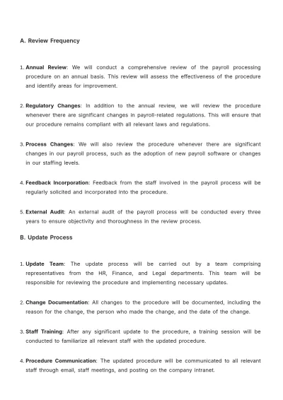 Free Nursing Home Payroll Processing Procedure Template to Edit Online