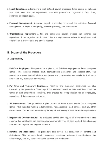 Free Nursing Home Payroll Processing Procedure Template to Edit Online