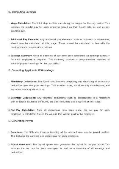 Free Nursing Home Payroll Processing Procedure Template to Edit Online