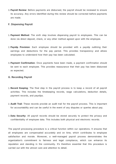 Free Nursing Home Payroll Processing Procedure Template to Edit Online