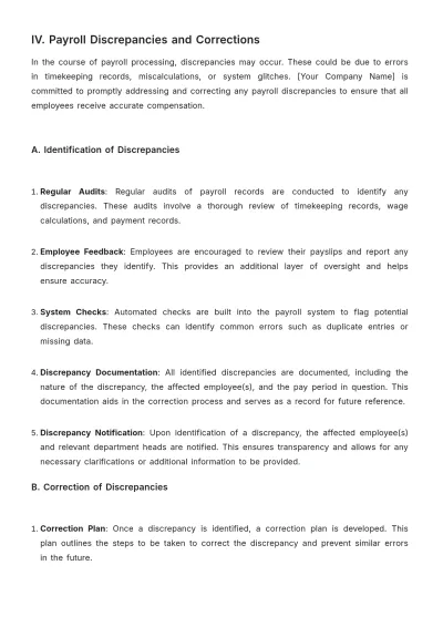 Free Nursing Home Payroll Processing Procedure Template to Edit Online