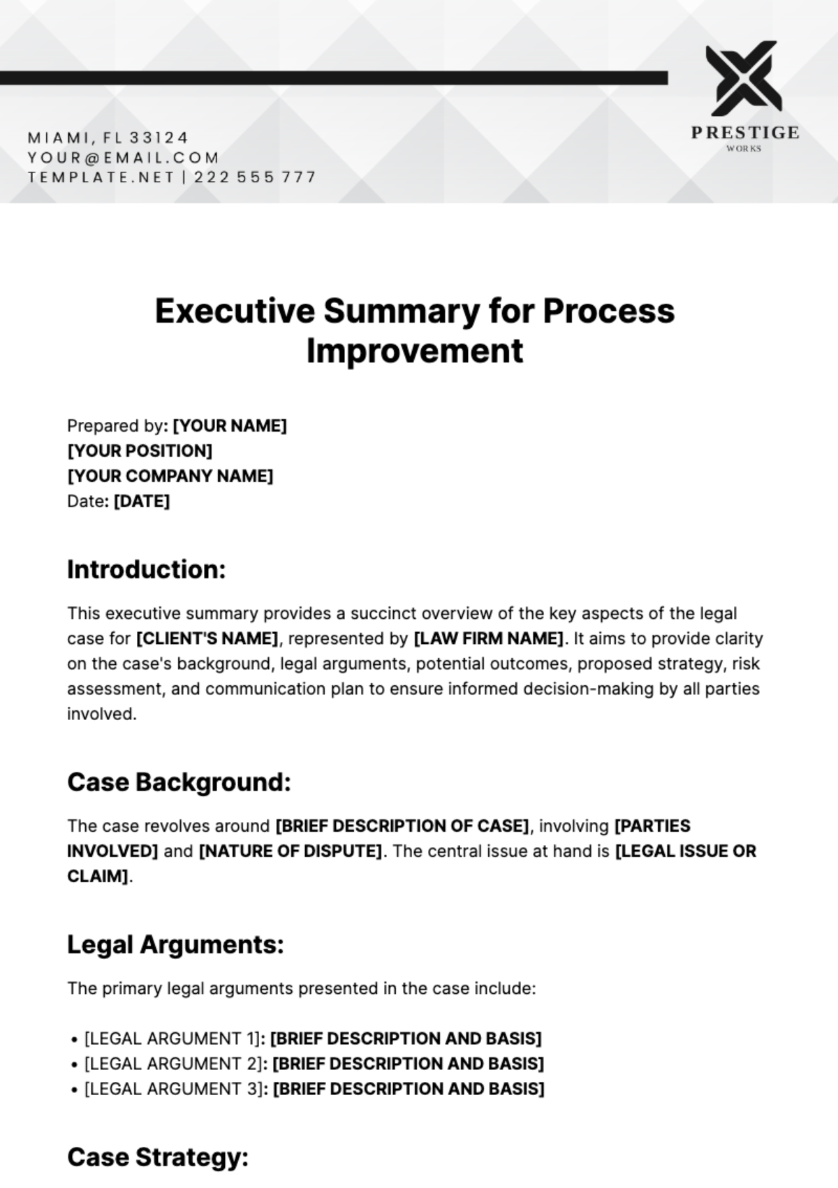 Executive Summary For Process Improvement Template - Edit Online & Download