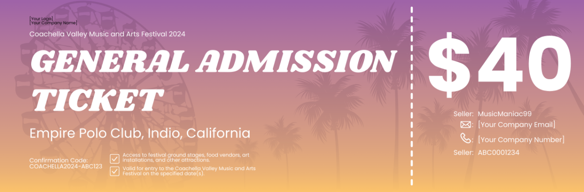 Free Coachella Resale Ticket Template