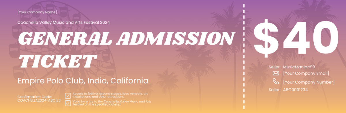 Coachella Resale Ticket Template - Edit Online & Download Example