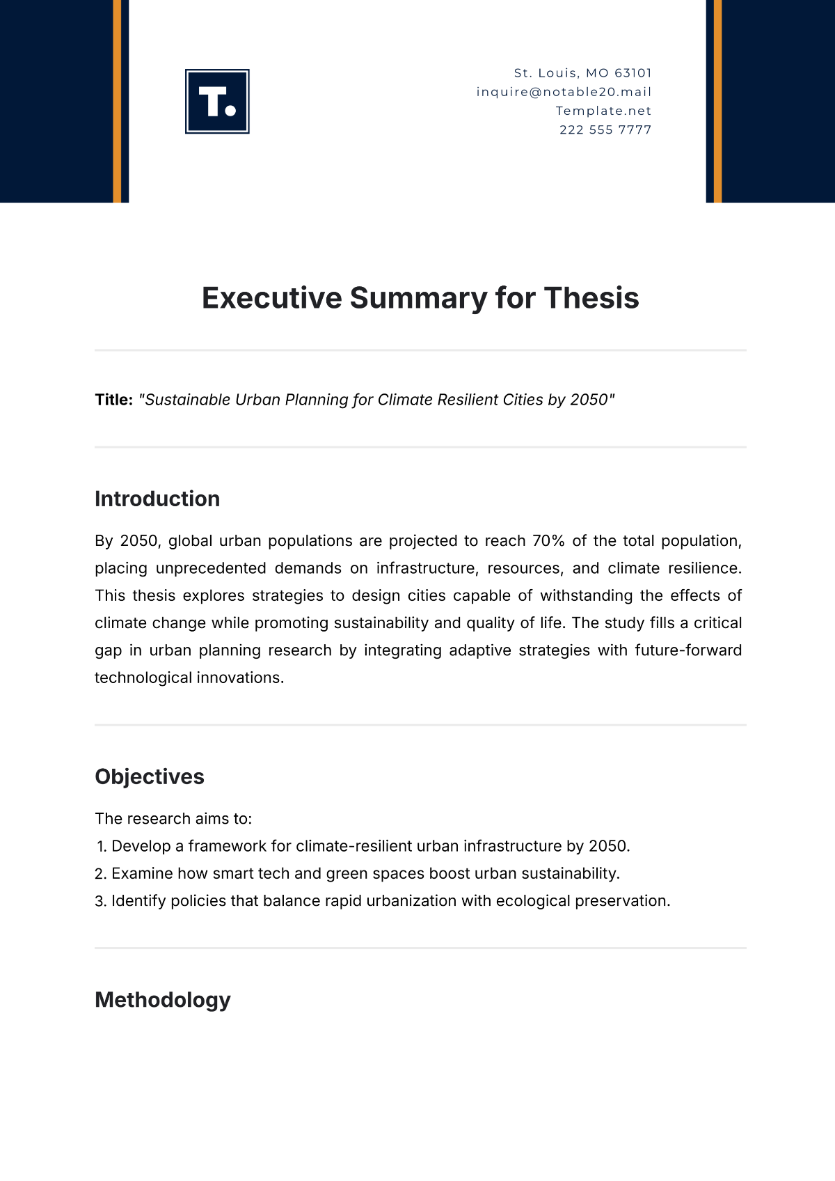 Executive Summary for Thesis Template - Edit Online & Download