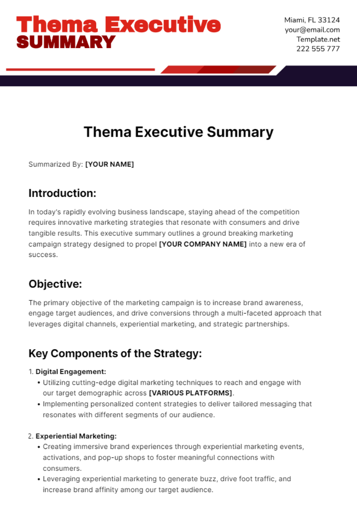Thema Executive Summary Template