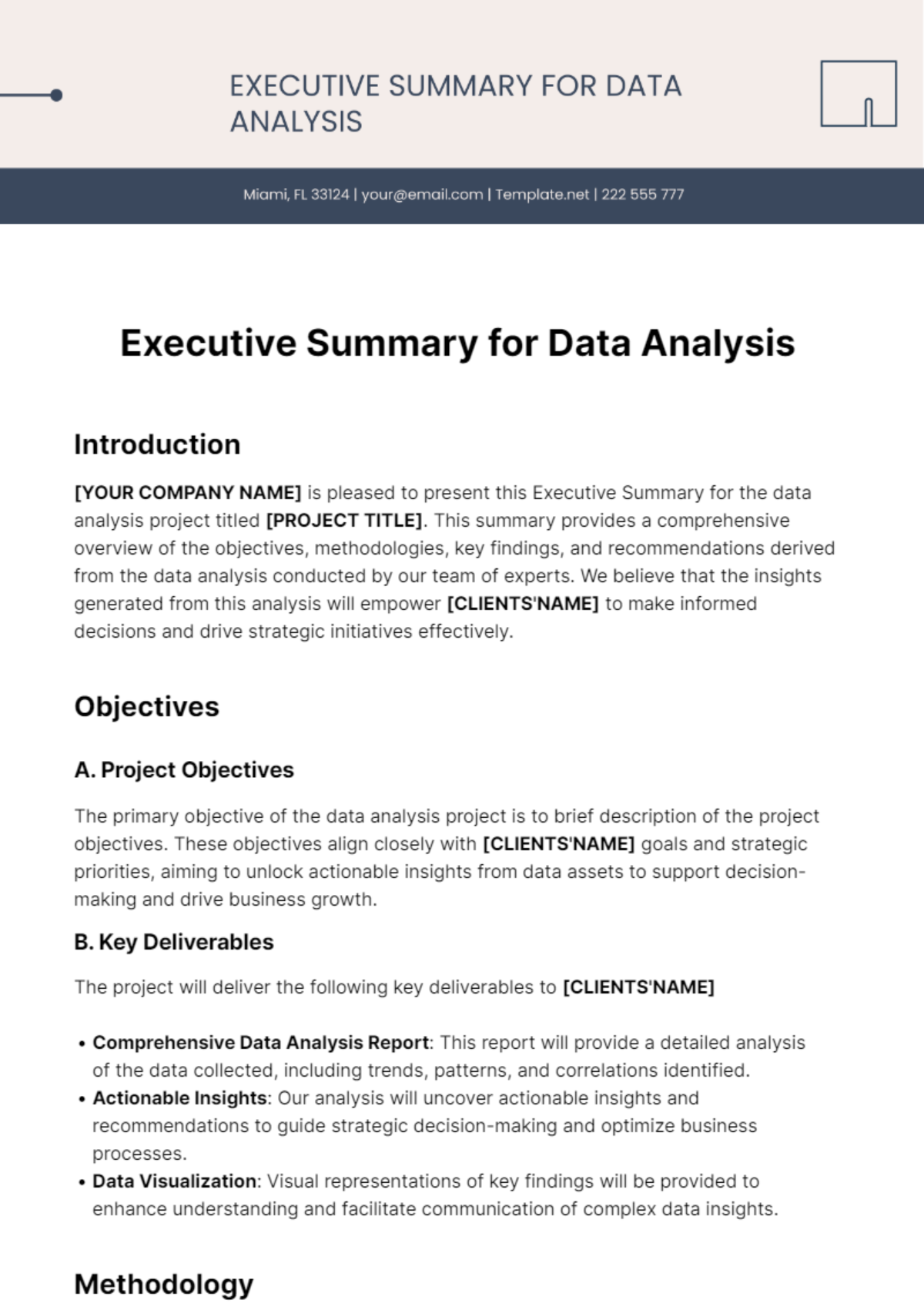 Executive Summary for Data Analysis Template