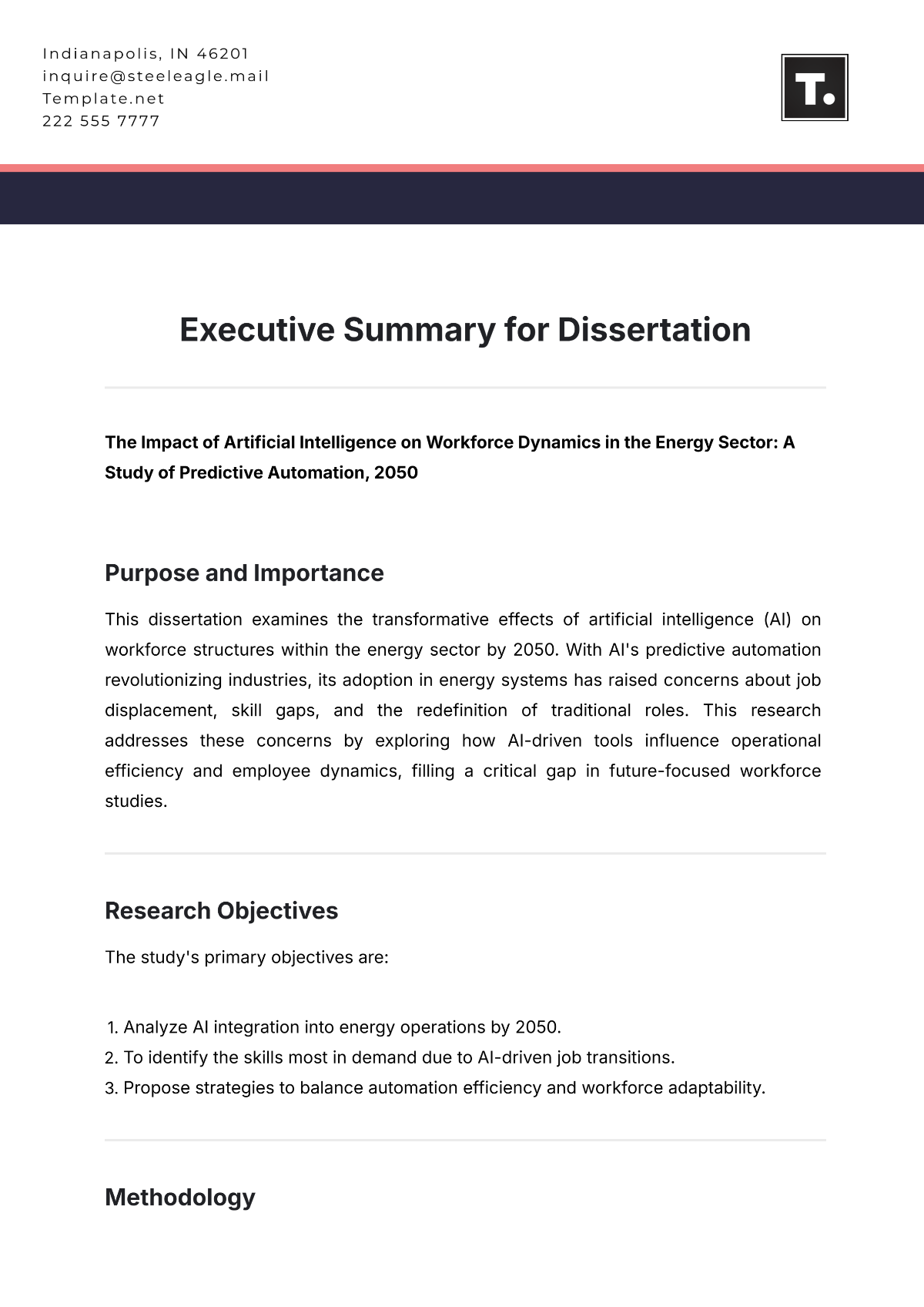 Executive Summary for Dissertation Template - Edit Online & Download